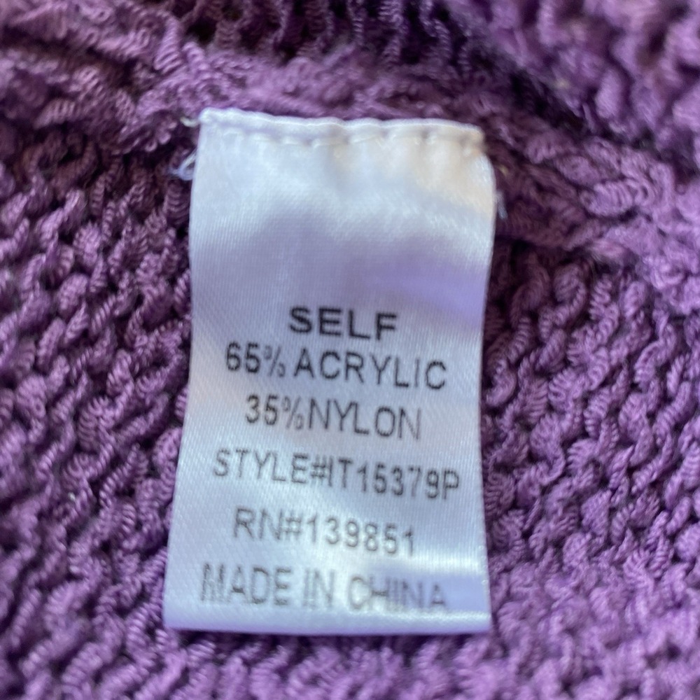 ODDI Purple Short Sleeve Knit Sweater Crew Neck Boxy Fit IT15379P Womens 2XL/3XL - Picture 8 of 9